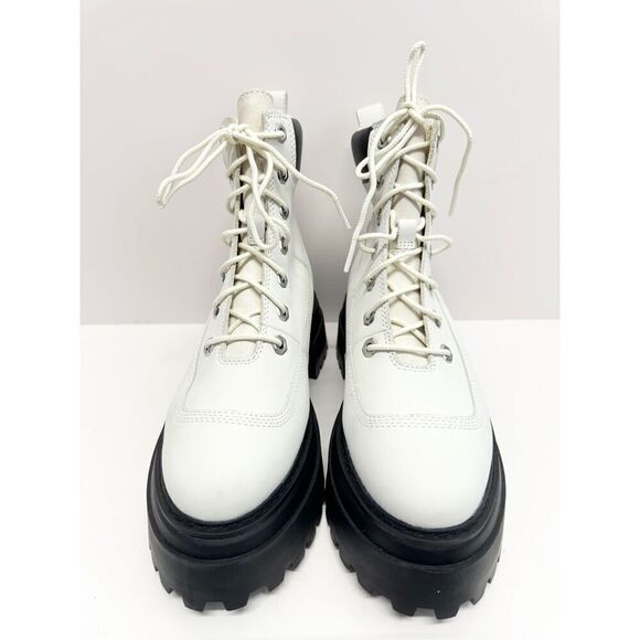 Timberland Boots Sky 6 Inch White Nubuck Leather Size 7 Womens Block Heel NEW - Picture 4 of 9